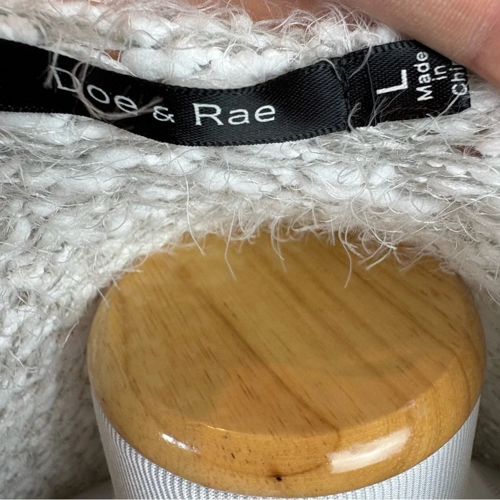 Doe & Rae Cozy Popcorn Winter Crochet Sweater Wmn’s Sz L